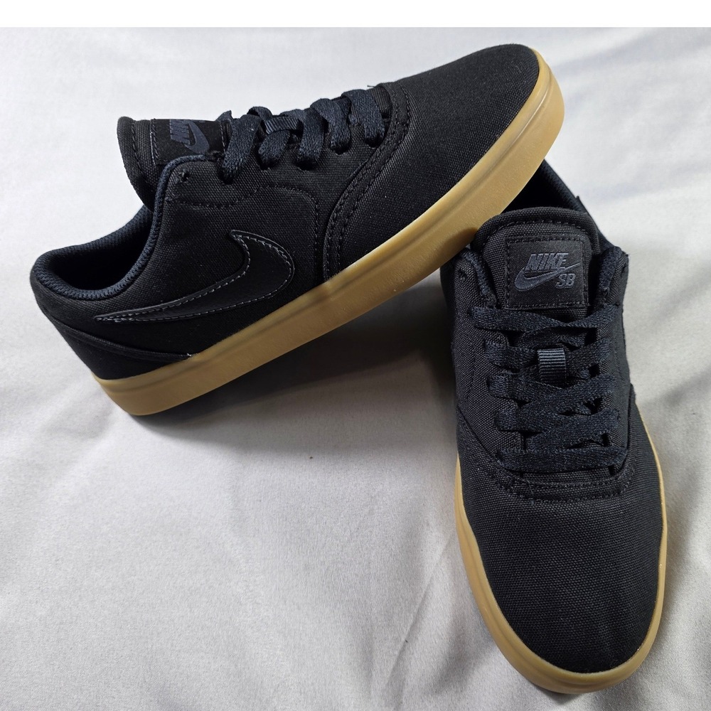 Nike SB Check Canvas Kids 4.5Y Black Gum Skate Shoes 905373-006 NWOB